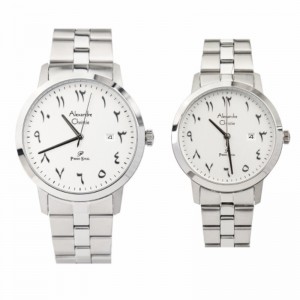 Alexandre Christie AC 1024 Silver White Steel Couple